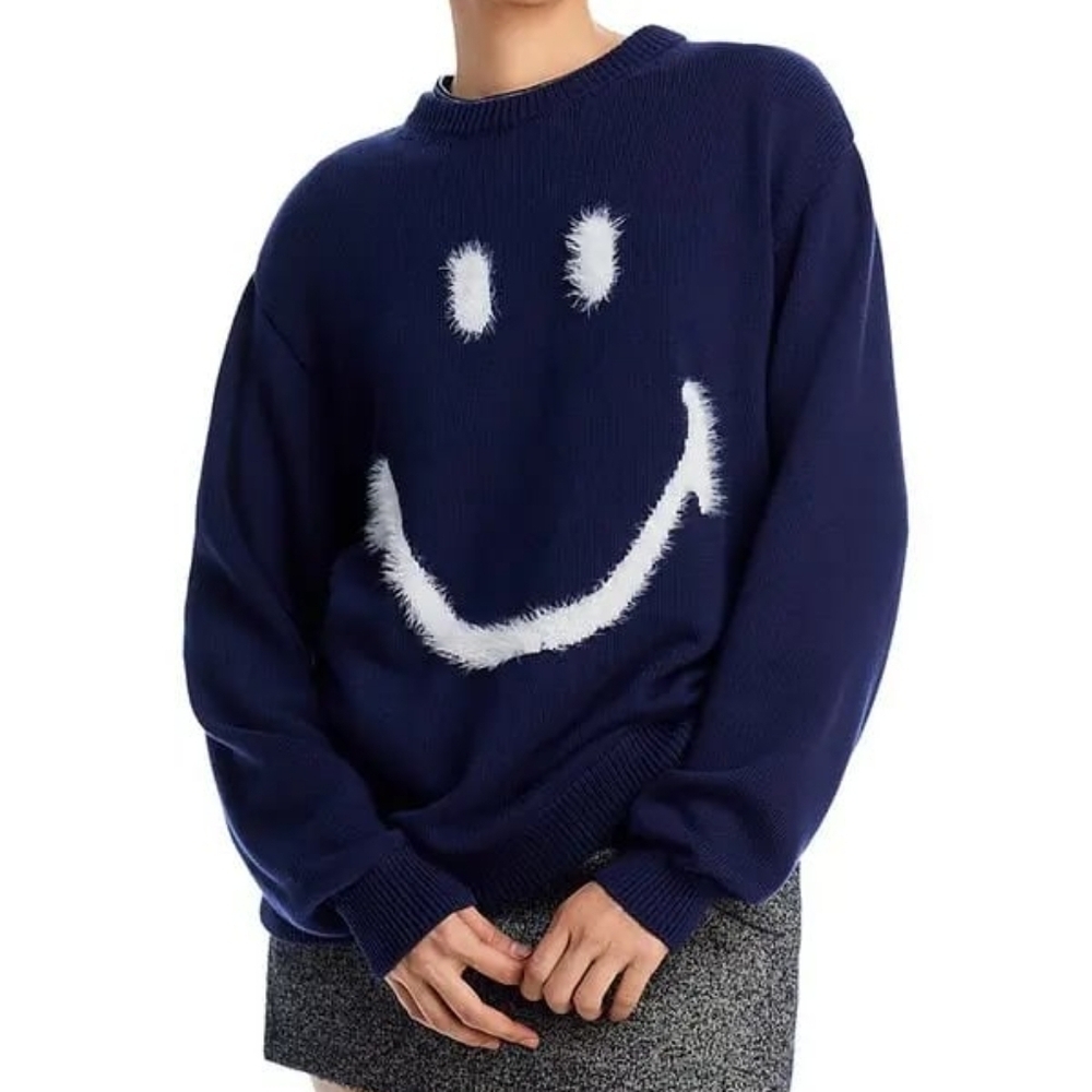 $385 NWT JOSHUA SANDERS Crewneck Smiley Logo Knit Crew Small